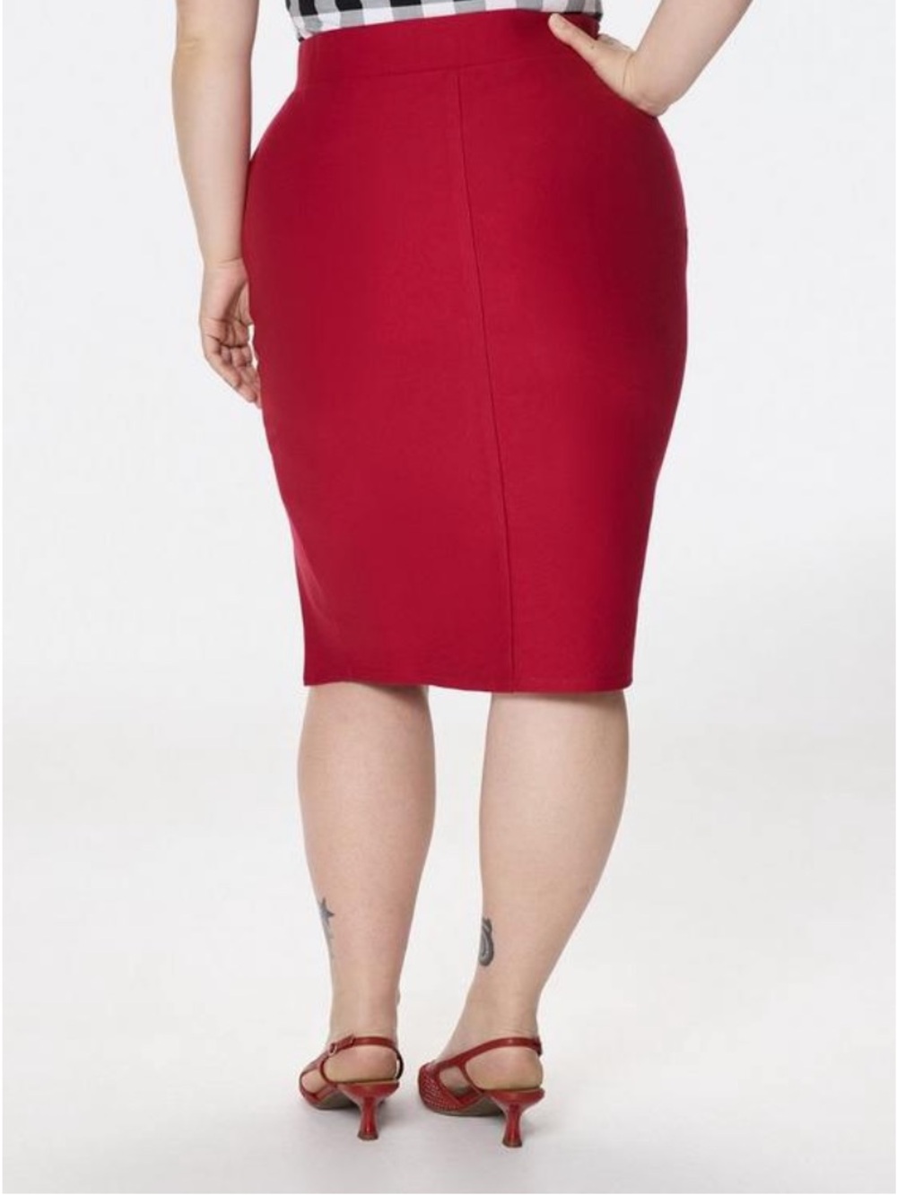 Torrid Retro Chic Ponte Pencil Skirt 00 Jester Red NWT - Picture 5 of 15